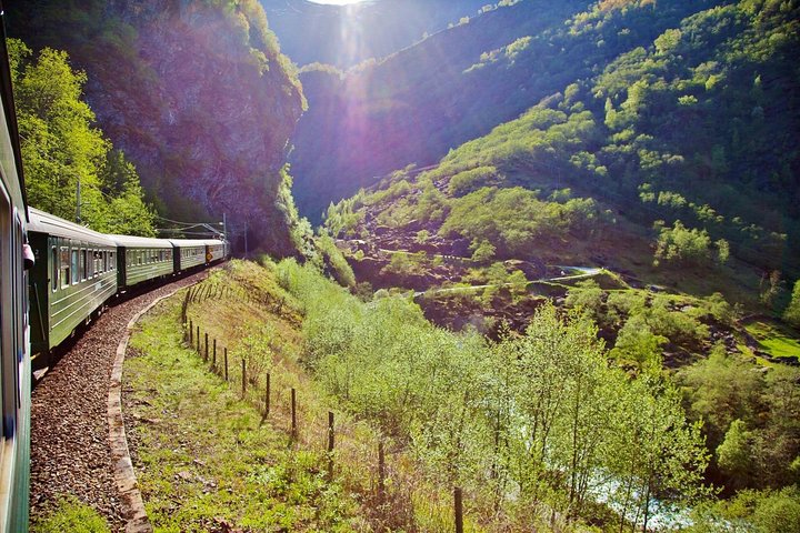 Panoramic view of the norwegian vallay from Flåm railway